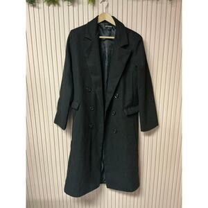 PrettyLittleThing Black Double Breasted Longline Coat Size US 2